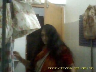 sexy mature indian milf undressing her saree in bathroom teaser flick